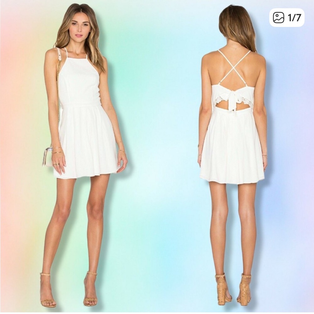 Lovers + Friends Revolve Forget Me Not Ivory Backless Dress